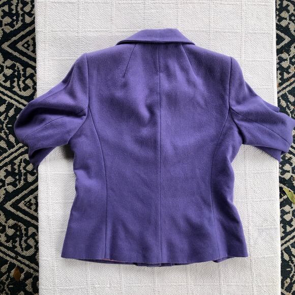 Vintage Stephanie Andrews 100% Wool Blazer Jacket Purple SZ 6 Small USA 90s Y2K - Picture 6 of 8